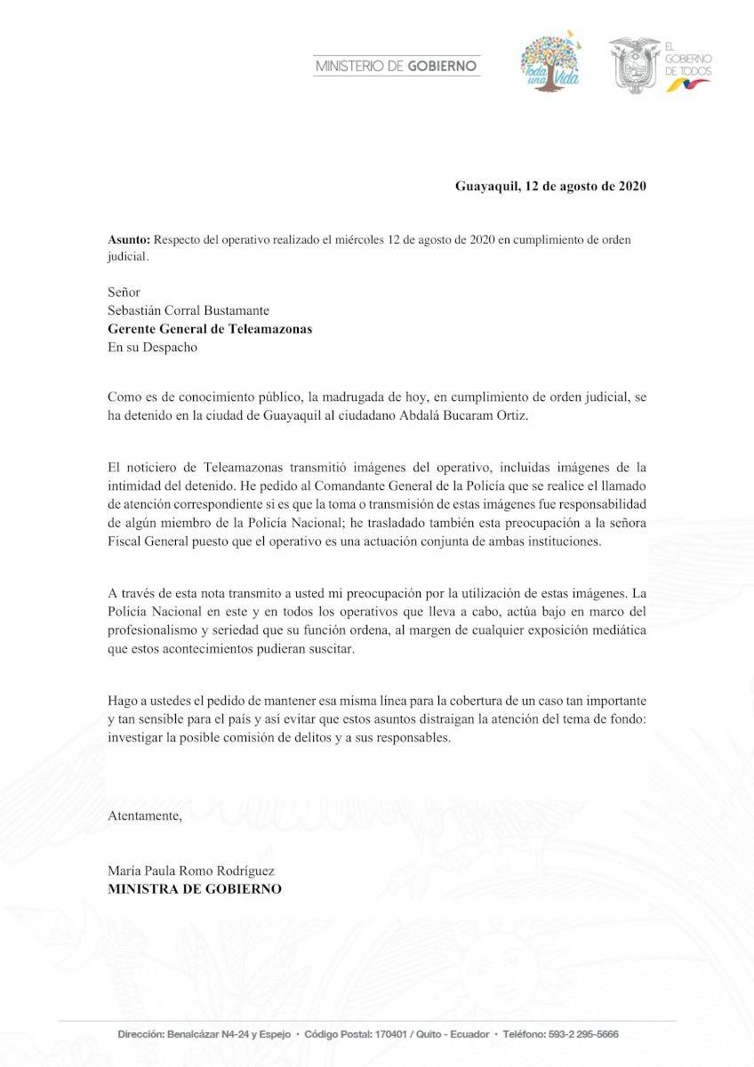 Carta de María Paula Romo