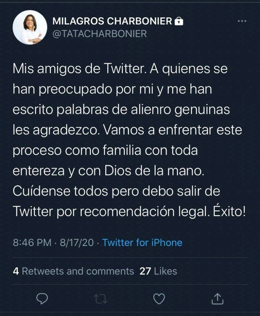 Tata Charbonier se despide de Twitter