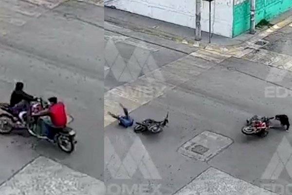 Captan choque entre motociclistas en Naucalpan