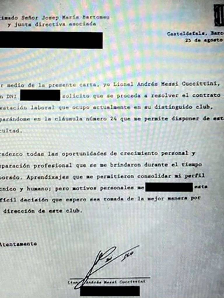 Burofax de Lionel Messi