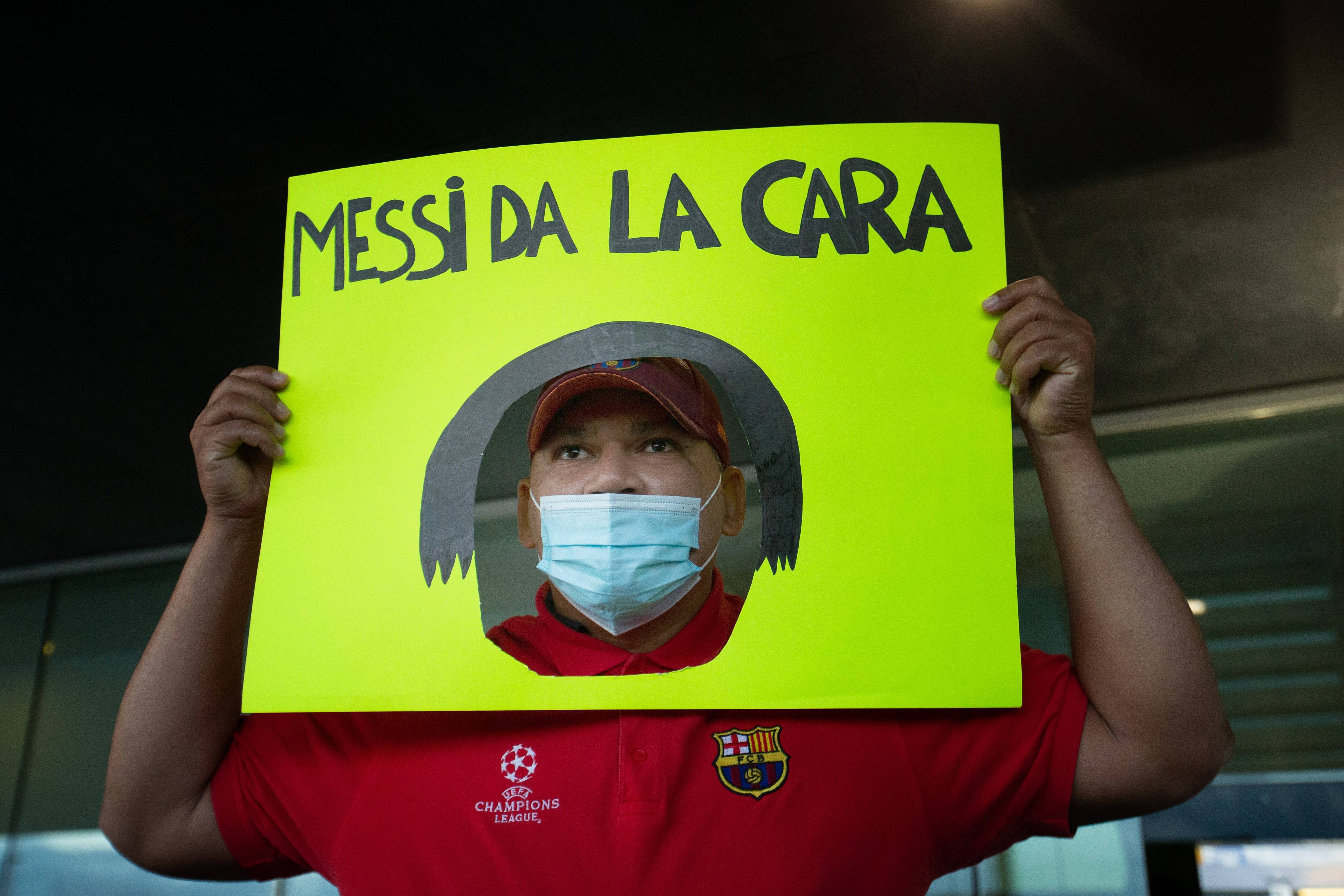 Pancarta sobre Messi