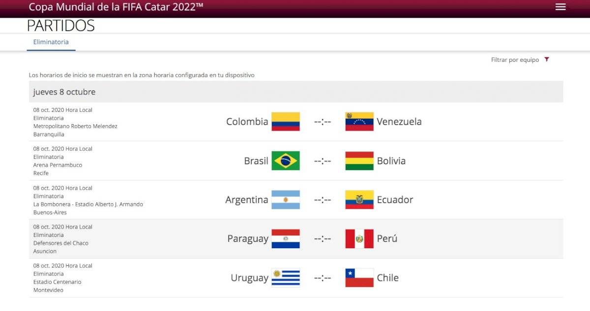 Eliminatorias Qatar 2022: Fecha 1