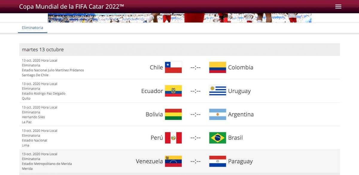 Eliminatorias Qatar 2022: Fecha 2