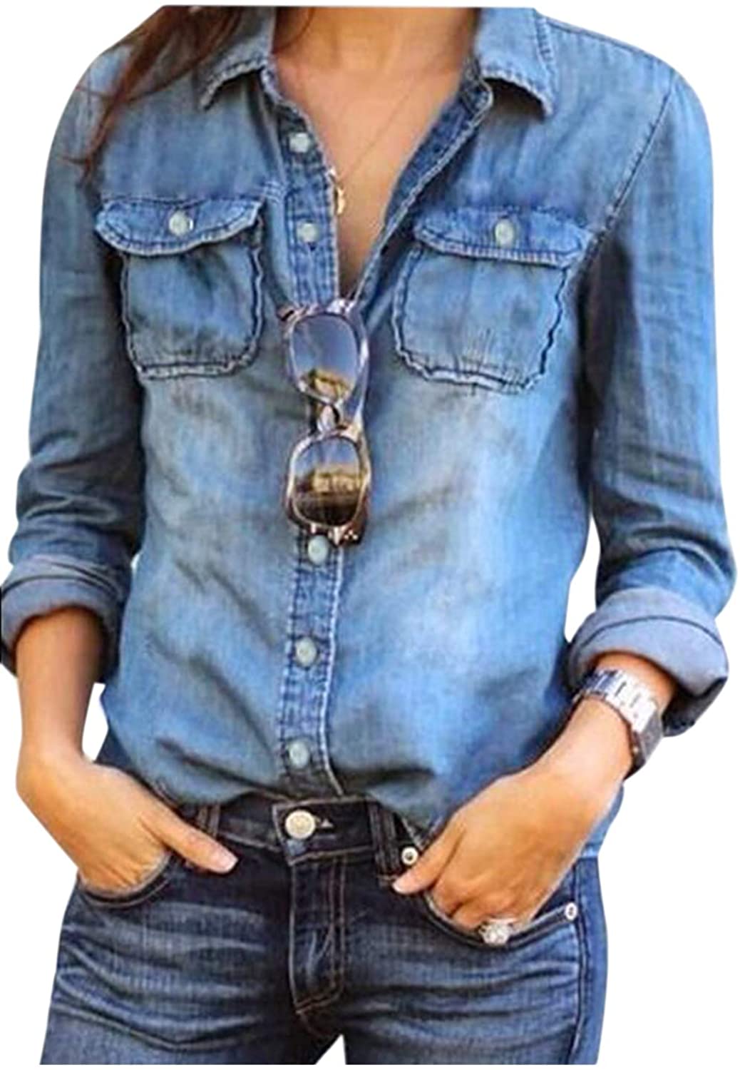 Sola con pantalones de jeans Blusa de mezclilla