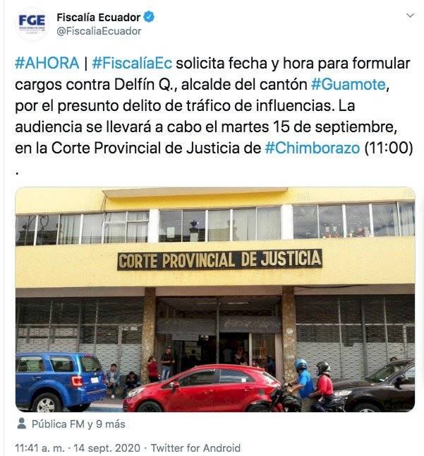 Fiscalía formulará cargos contra Delfín Quishpe