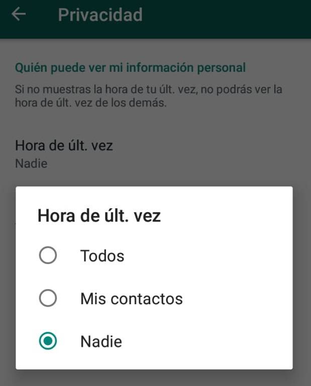  Hora de última vez 