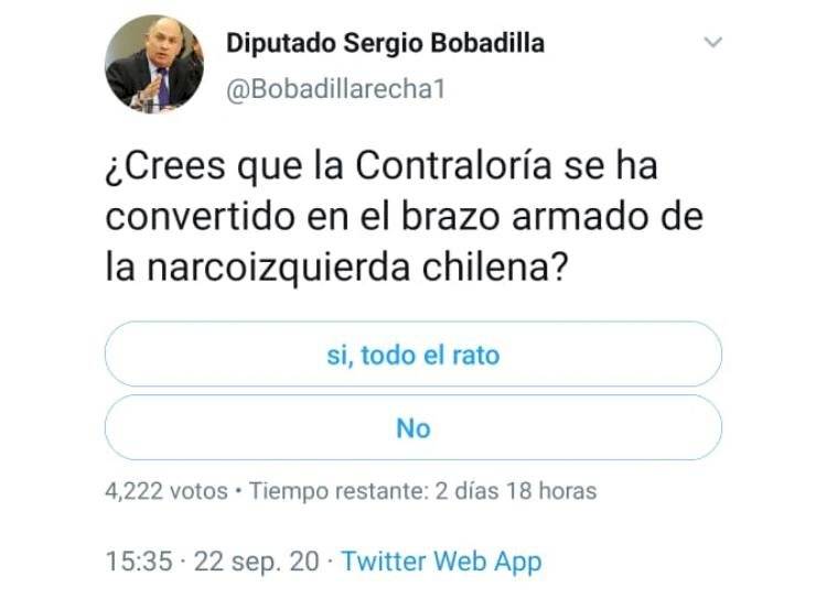 La pregunta en Twitter del diputado Bobadilla