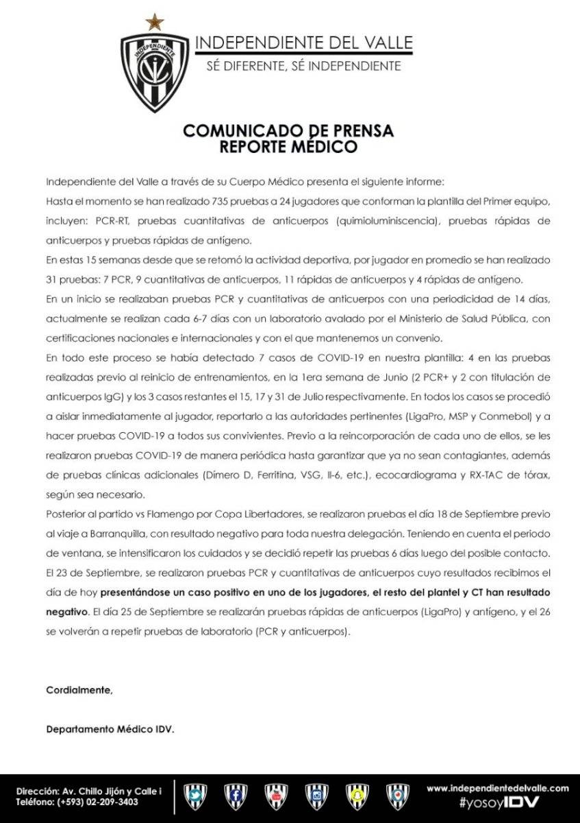 Comunicado de IDV