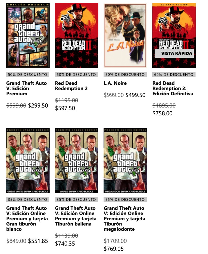 Xbox One Rockstar Games descuentos