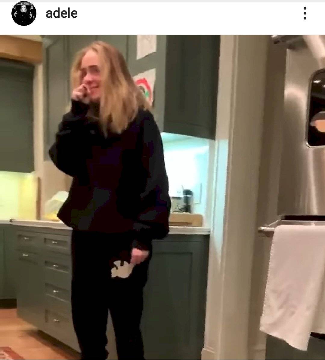 Adele sorprende con su sencillez en su hogar y luce adorable en su lujosa cocina con unos joggers negros y sudadera de capucha