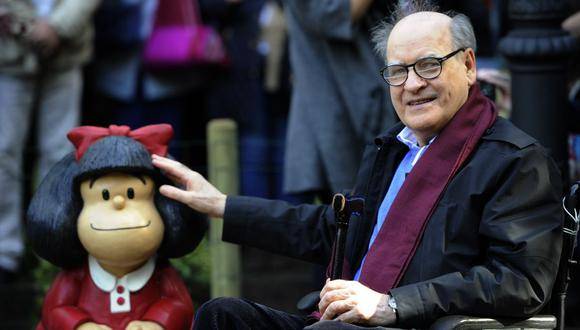 Quino y su pequeña Mafalda.
