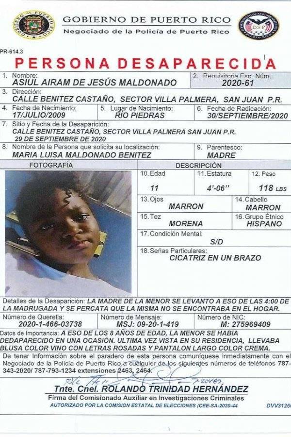 Niña desaparecida