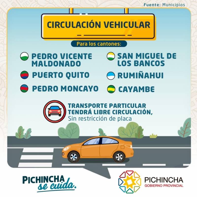 Circulación vehicular en cantones de Pichincha