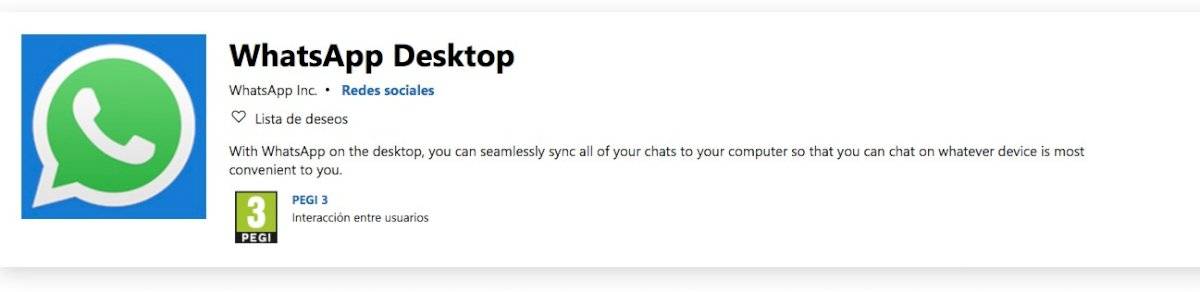 Microsoft Store para descargar la app de escritorio