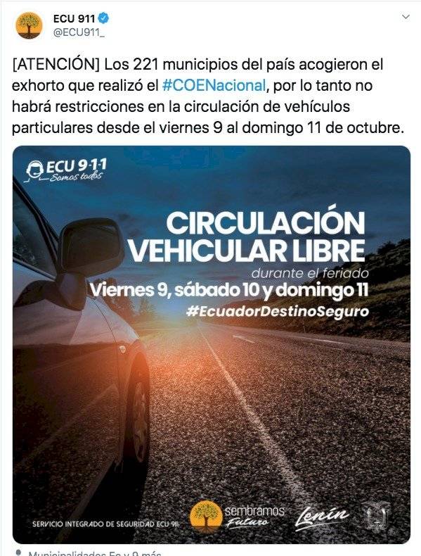 Circulación vehicular en Ecuador