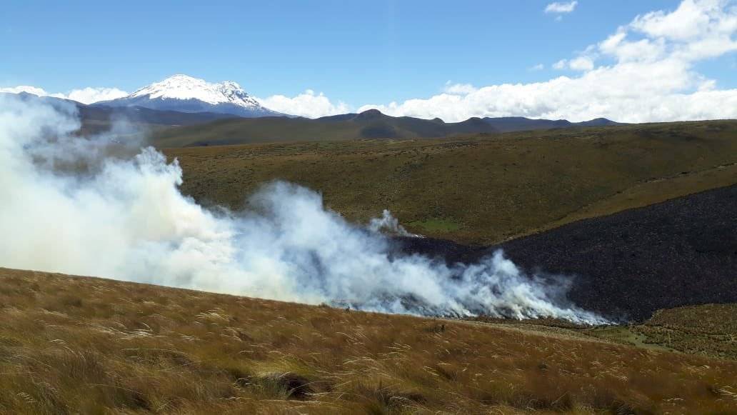 Incendio en Reserva Ecológica Antisana