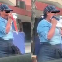 “¡Con lo que vende!”, captan a comerciante limpiándose la nariz con un cubrebocas
