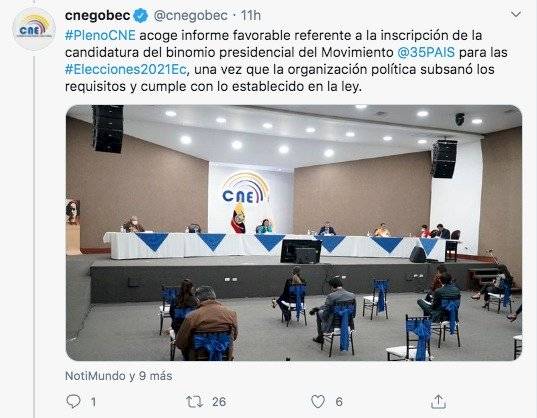 CNE califica binomio de Alianza PAIS