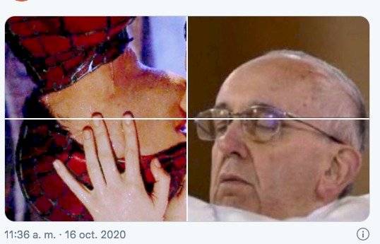 Meme del papa Francisco con Spider-Man