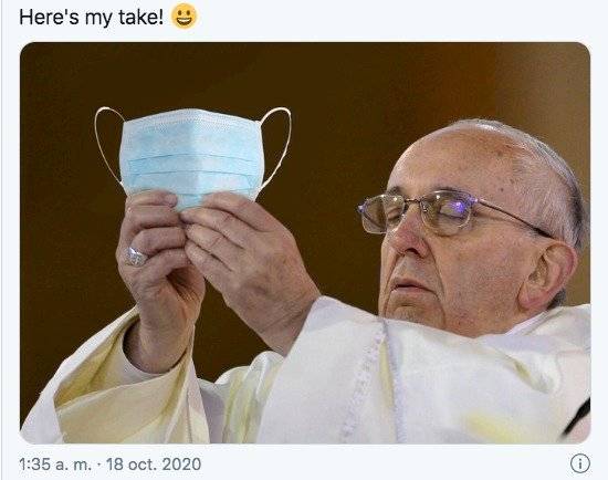 Meme del papa Francisco con mascarilla