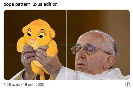 Meme del papa Francisco con Simba