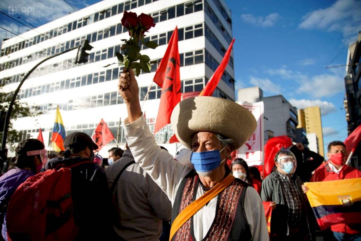 Amaru Cholango, en protestas en Quito