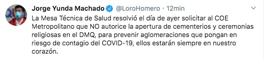 Pronunciamiento del alcalde de Quito, Jorge Yunda Pronunciamiento del alcalde de Quito, Jorge Yunda