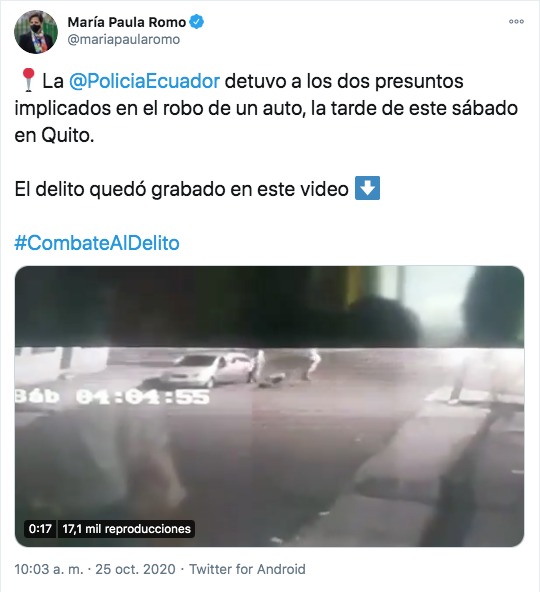 Video del robo de auto en Quito Video del robo de auto en Quito
