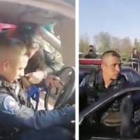 ¡Qué coraje! Policía es captado en presunto estado de ebriedad dentro de patrulla