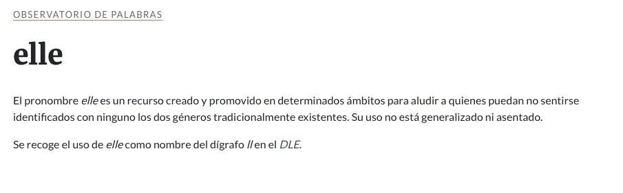 Elle incluido en el observatorio de palabras