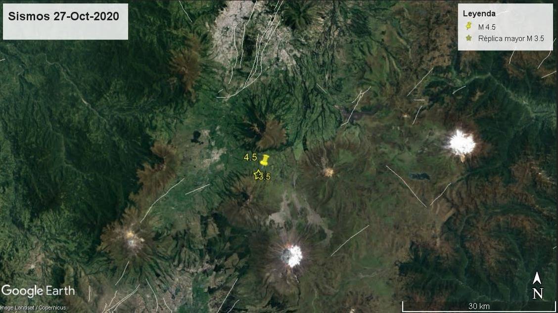 La razón de los sismos registrados en Machachi corresponden a la falla que pasa entre los volcanes Rumiñahui y Pasochoa