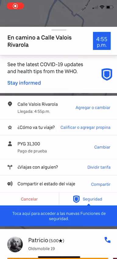 Uber app audio