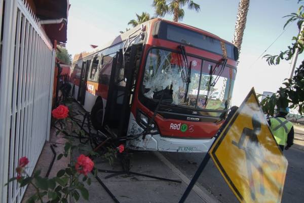 Maipú: bus del Transantiago chocó con dos casas, sacó un árbol de raíz y arrasó con cañerías de gas y agua potable