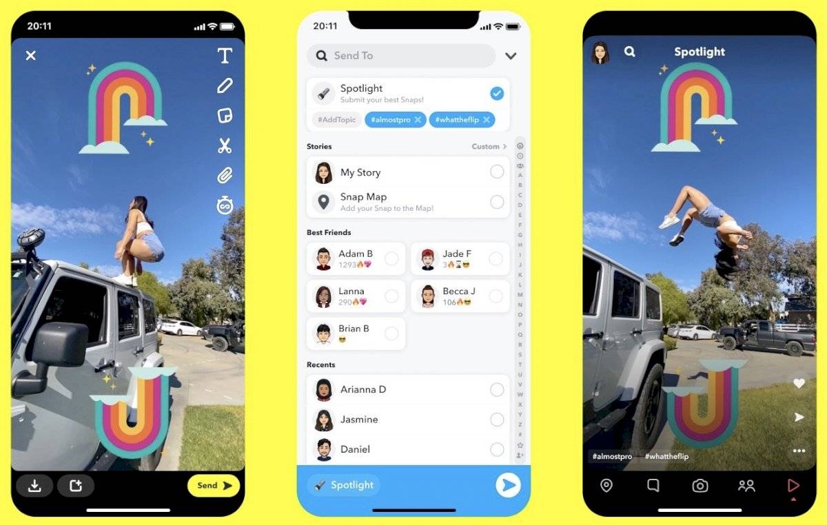 Las coincidencias y diferencias de Spotlight, la versión de TikTok en Snapchat