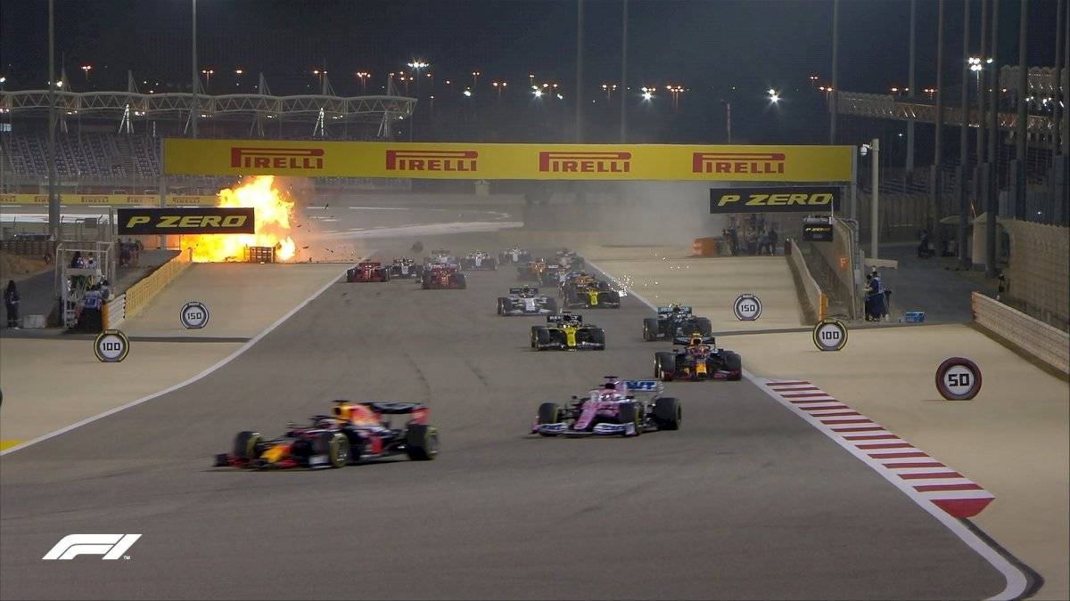 Escalofriante accidente del francés Romain Grosjean (Haas).
