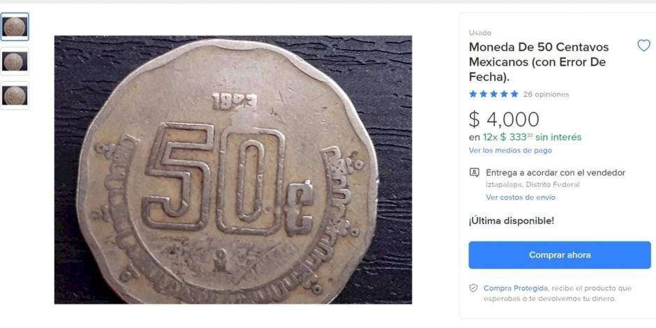 Monedas de 50 centavos y 5 pesos valen miles de pesos en la web.