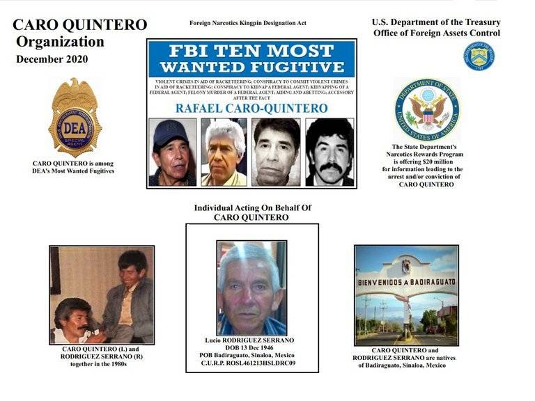 Estados Unidos va por amigo y compadre de Caro Quintero