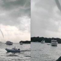 Captan el momento exacto de la formación de un tornado de agua en Singapur