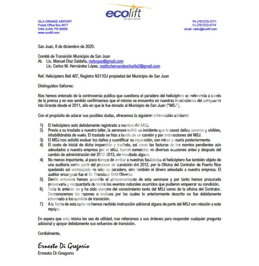 Carta de EcoLift