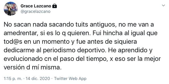 Grace Lazcano en Twitter