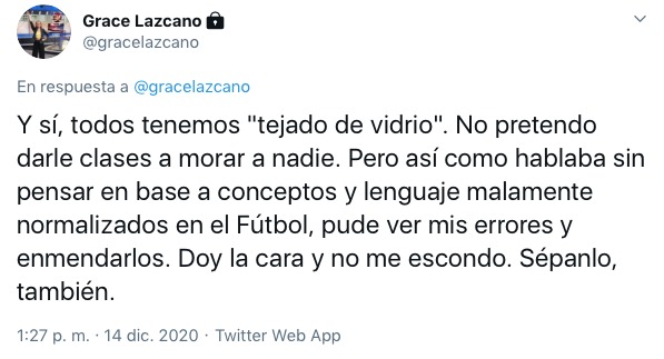 Grace Lazcano en Twitter