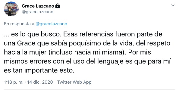 Grace Lazcano en Twitter