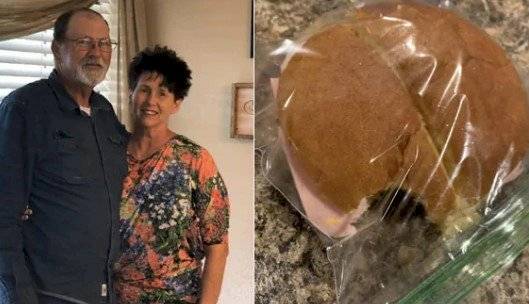 Mujer muerde la comida de su esposo