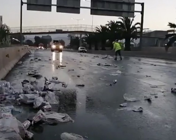 Cervezas tiradas en Vespucio Norte