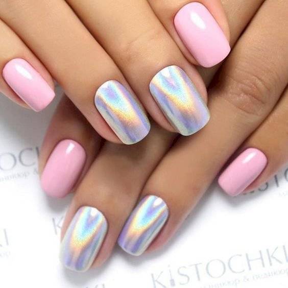 diseños de uñas efecto espejo