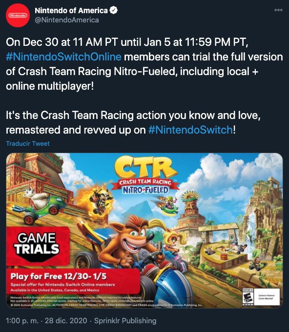 Nintendo Crash Team Racing Nitro-Fueled