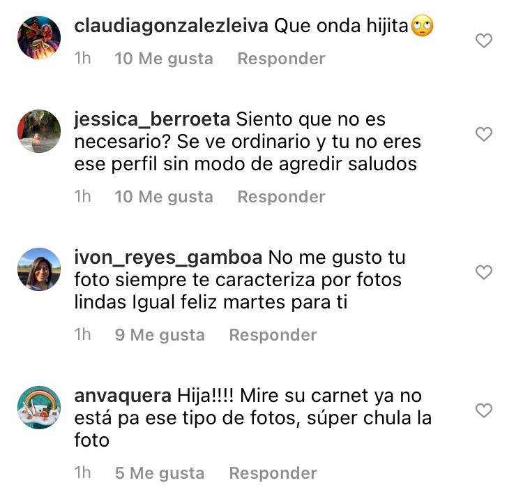 Comentarios contra Yasmin Vásquez