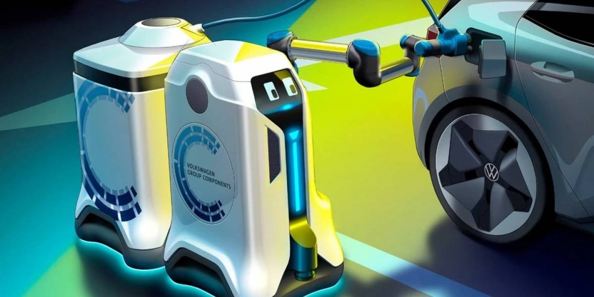 Así funciona el robot de Volkswagen para cargar automóviles eléctricos