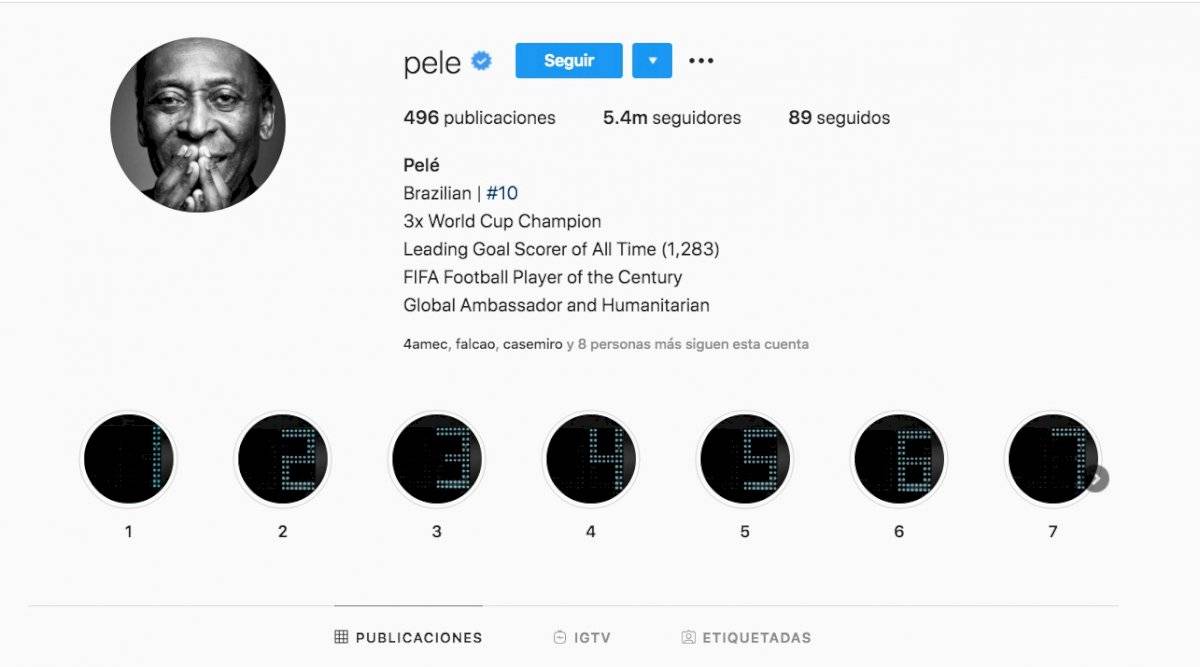 Perfil de Instagram de Pelé