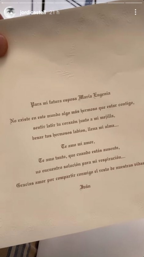 Jordi Castell reveló en Instagram el poema que le escribió Iván Zamorano a Kenita Larraín